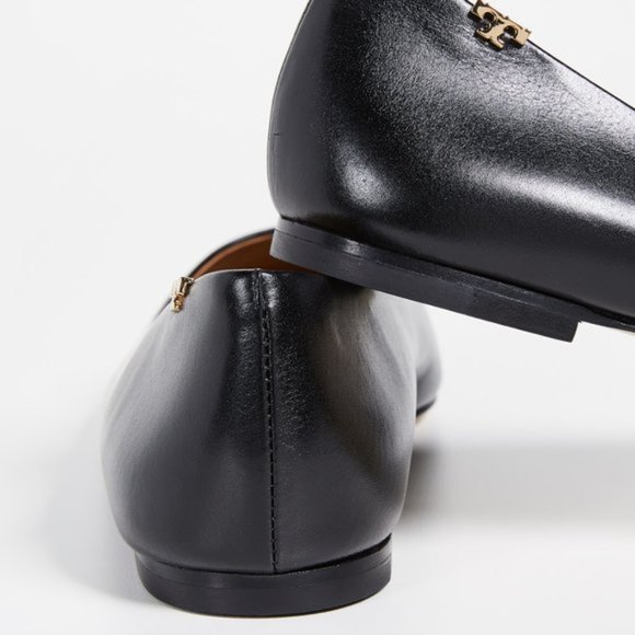 Tory Burch Penelope Embossed Cap-Toe Flats in Black - Picture 3 of 7